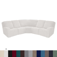 HKM-719443 5-Piece Solid Color Polyester Sofa Cover Set for 5-Seat Chaise Longue and Single Recliner