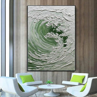 HKM-719635 Hand-painted Abstract Ocean Waves Oil Painting on Canvas for Living Room or Office Decor