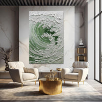 HKM-719635 Hand-painted Abstract Ocean Waves Oil Painting on Canvas for Living Room or Office Decor