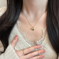 HKM-719699 S925 Sterling Silver Natural Jadeite Gourd Pendant Necklace
