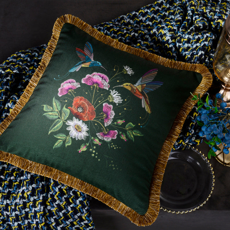 HKM-719763 Retro Square Waist Cushion Pillow with Tassel Backrest, Available in Multiple Colors and Designs (45x45cm)