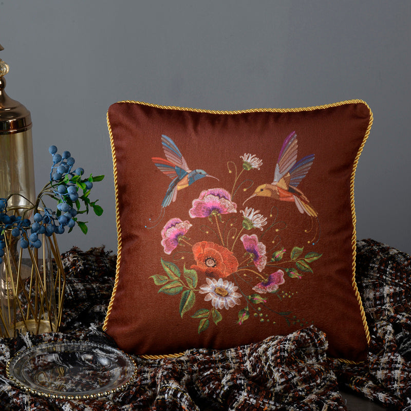 HKM-719763 Retro Square Waist Cushion Pillow with Tassel Backrest, Available in Multiple Colors and Designs (45x45cm)
