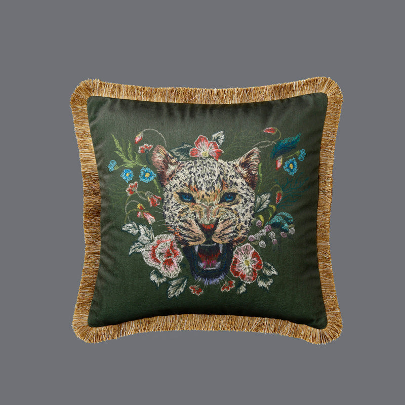 HKM-719763 Retro Square Waist Cushion Pillow with Tassel Backrest, Available in Multiple Colors and Designs (45x45cm)