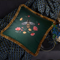 HKM-719763 Retro Square Waist Cushion Pillow with Tassel Backrest, Available in Multiple Colors and Designs (45x45cm)
