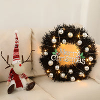 HKM-719827 24-inch Black Garland with Silver Balls and Decorative Christmas Letters