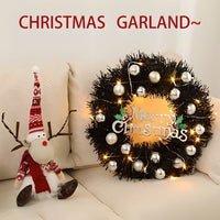 HKM-719827 24-inch Black Garland with Silver Balls and Decorative Christmas Letters