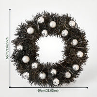 HKM-719827 24-inch Black Garland with Silver Balls and Decorative Christmas Letters