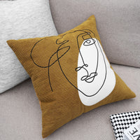 HKM-719827 Nordic Modern Square Corduroy Embroidered Throw Pillow for Living Room