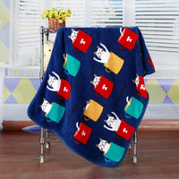 HKM-720019 Cozy Coral Fleece Cartoon Blanket for Babies and Office Use