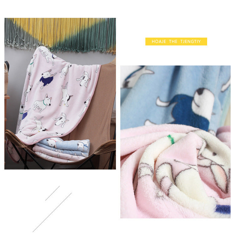 HKM-720019 Cozy Coral Fleece Cartoon Blanket for Babies and Office Use