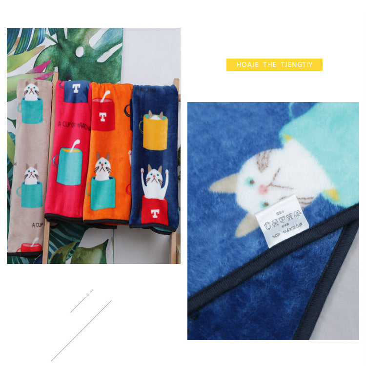 HKM-720019 Cozy Coral Fleece Cartoon Blanket for Babies and Office Use