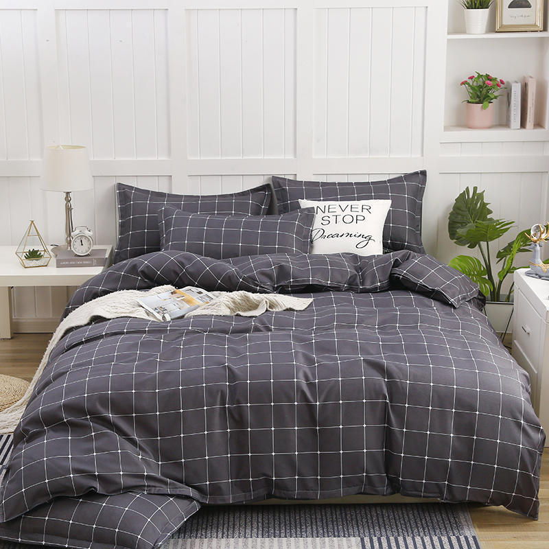 HKM-720019 Modern Minimalist Four-Piece Thickened Cotton Bedding Set with Quilt Cover and Pillowcases