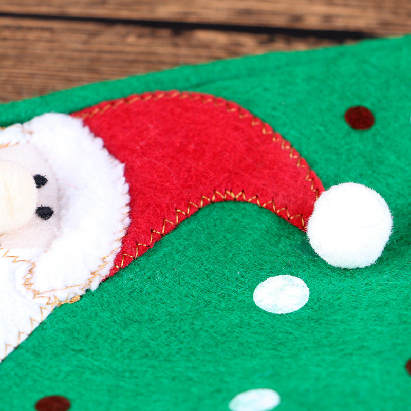 HKM-720147 Christmas Wine Bottle Cover Set - Festive Red and Green Cloth Decor for Holiday Gifting