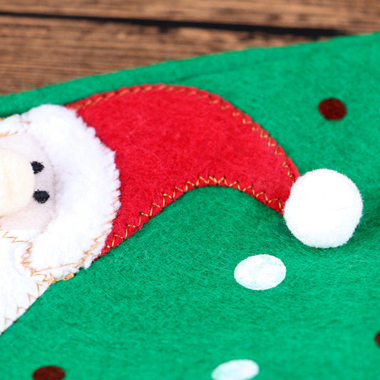 HKM-720147 Christmas Wine Bottle Cover Set - Festive Red and Green Cloth Decor for Holiday Gifting