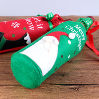 HKM-720147 Christmas Wine Bottle Cover Set - Festive Red and Green Cloth Decor for Holiday Gifting
