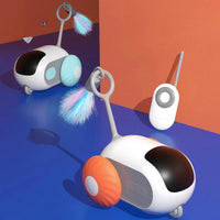 HKM-720147 Remote Control Interactive Cat Car Toy USB Charging Chasing Automatic Self-moving Remote Smart Control Car Interactive Cat Toy Pet Products
