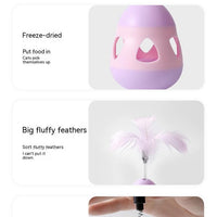 HKM-720339 Feather Cat Tumbler Toy - Roly-Poly Design in Yellow and Pink