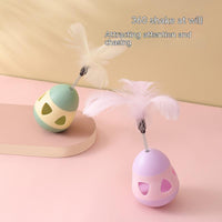 HKM-720339 Feather Cat Tumbler Toy - Roly-Poly Design in Yellow and Pink