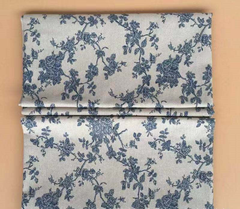 HKM-720531 Linen-Cotton Blend Printed Fabric for Bags and Home Textile Projects