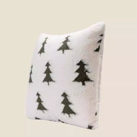HKM-720531 Plush Decorative Pillow with Light and Dark Small Tree Design, 45x45cm