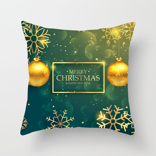 HKM-720595 Christmas-Themed Peach Skin Cushion Cover – 45x45cm Office Sofa Pillowcase