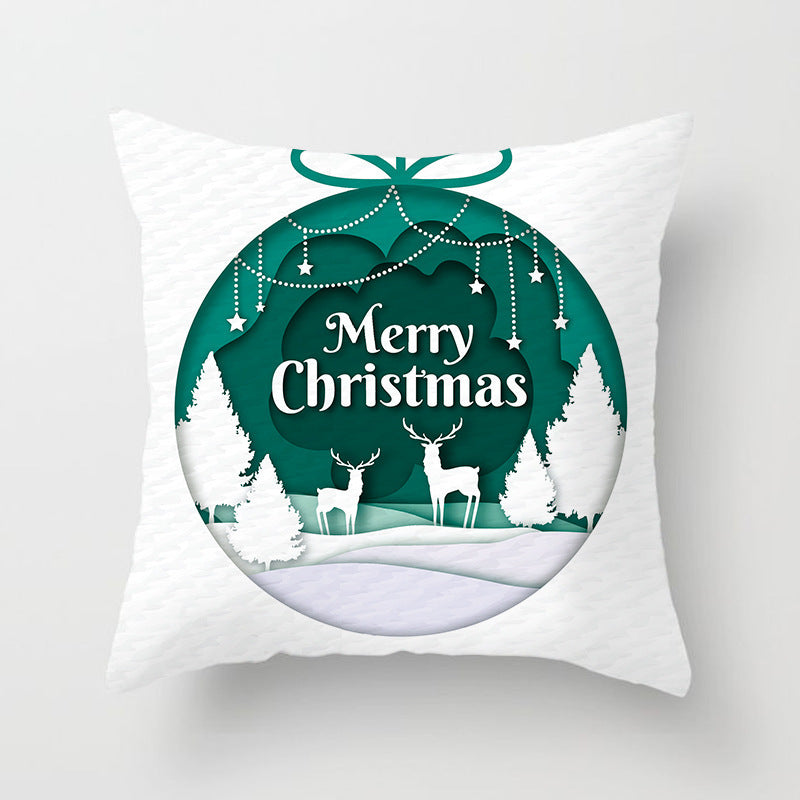 HKM-720595 Christmas-Themed Peach Skin Cushion Cover – 45x45cm Office Sofa Pillowcase