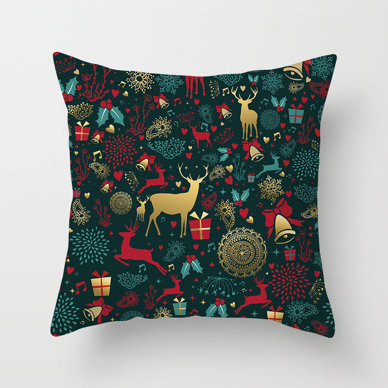 HKM-720595 Christmas-Themed Peach Skin Cushion Cover – 45x45cm Office Sofa Pillowcase