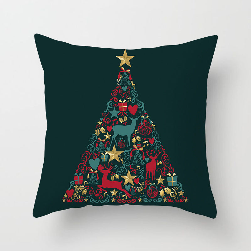 HKM-720595 Christmas-Themed Peach Skin Cushion Cover – 45x45cm Office Sofa Pillowcase
