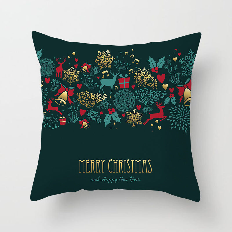 HKM-720595 Christmas-Themed Peach Skin Cushion Cover – 45x45cm Office Sofa Pillowcase