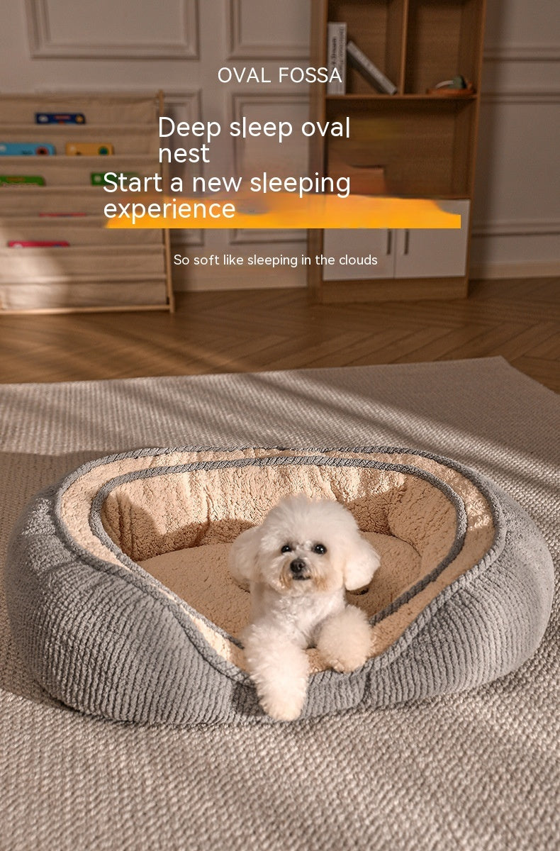 HKM-720659 Universal Dog Bed for Small and Medium-Sized Dogs - Gray Cloth Mat and Blanket
