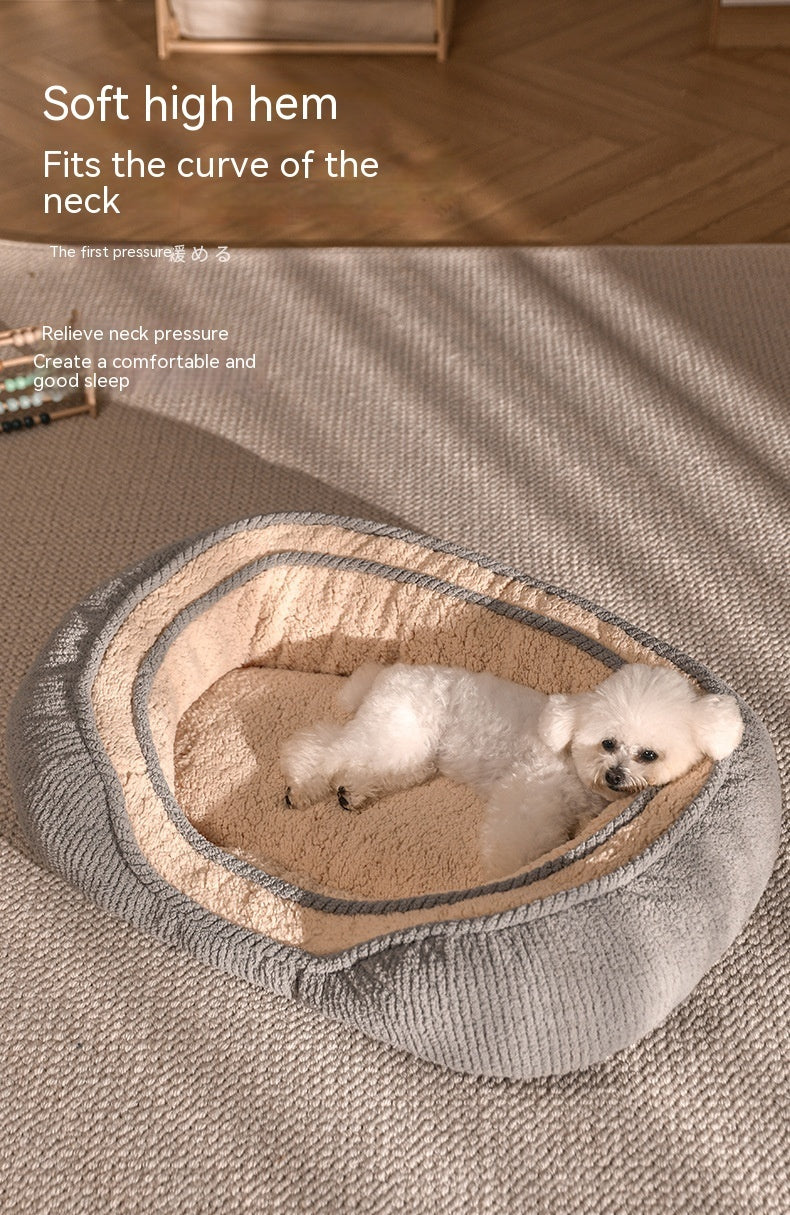 HKM-720659 Universal Dog Bed for Small and Medium-Sized Dogs - Gray Cloth Mat and Blanket