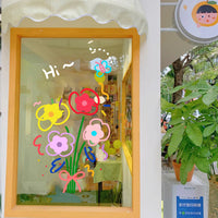 HKM-720787 Abstract Cartoon Flower Static Window and Wall Stickers in Various Sizes