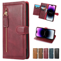 HKM-720787 Minimalist Leather Phone Case with Bracket and Card Holder for iPhone