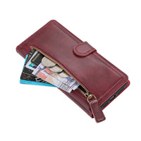 HKM-720787 Minimalist Leather Phone Case with Bracket and Card Holder for iPhone