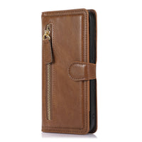 HKM-720787 Minimalist Leather Phone Case with Bracket and Card Holder for iPhone