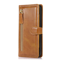 HKM-720787 Minimalist Leather Phone Case with Bracket and Card Holder for iPhone
