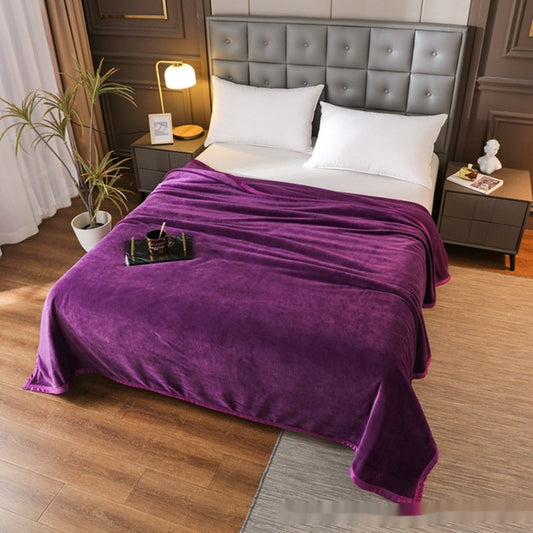 HKM-720851 Solid Color Coral Fleece Velvet Blanket - Various Sizes and Colors