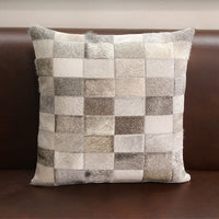 HKM-720915 Lattice Stitching Fur Pillow Cover - 45x45cm in Beige, Natural Black and White, Natural Grey, and Black Coffee