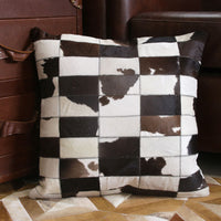 HKM-720915 Lattice Stitching Fur Pillow Cover - 45x45cm in Beige, Natural Black and White, Natural Grey, and Black Coffee