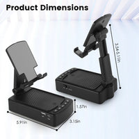 HKM-721043 3-in-1 Portable Cell Phone Stand with Wireless Speaker and Power Bank, Adjustable Height, Anti-Slip Base, Compatible with Phones and Tablets