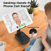 HKM-721043 3-in-1 Portable Cell Phone Stand with Wireless Speaker and Power Bank, Adjustable Height, Anti-Slip Base, Compatible with Phones and Tablets