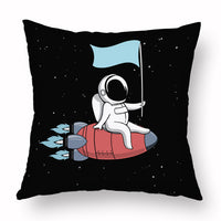 HKM-721235 Cartoon Astronaut Plush Pillowcase - Simple Modern Cushion Cover 45x45 cm