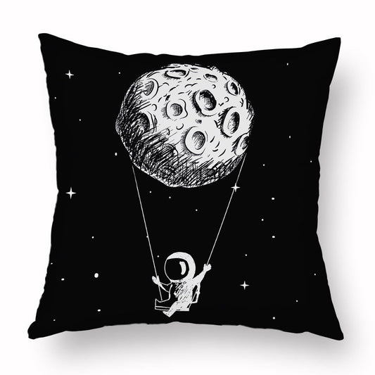 HKM-721235 Cartoon Astronaut Plush Pillowcase - Simple Modern Cushion Cover 45x45 cm