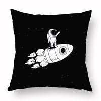 HKM-721235 Cartoon Astronaut Plush Pillowcase - Simple Modern Cushion Cover 45x45 cm