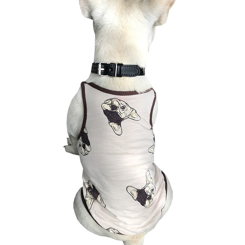 HKM-721299 Bamboo Cotton Casual Cat Costume Vest for Small Dogs and Cats in White and Rice Colors