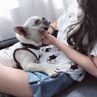 HKM-721299 Bamboo Cotton Casual Cat Costume Vest for Small Dogs and Cats in White and Rice Colors
