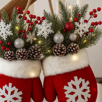 HKM-721299 Christmas Gloves Wreath with LED Lights for Holiday Home Decoration