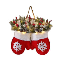HKM-721299 Christmas Gloves Wreath with LED Lights for Holiday Home Decoration