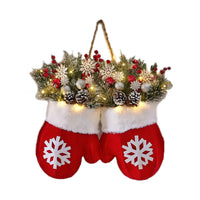 HKM-721299 Christmas Gloves Wreath with LED Lights for Holiday Home Decoration