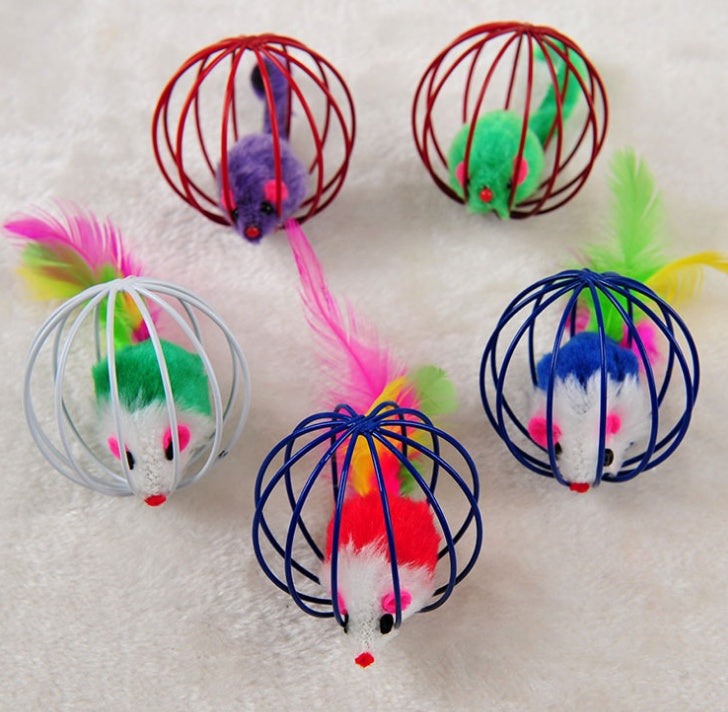 HKM-721299 Wire cage mouse cat toy